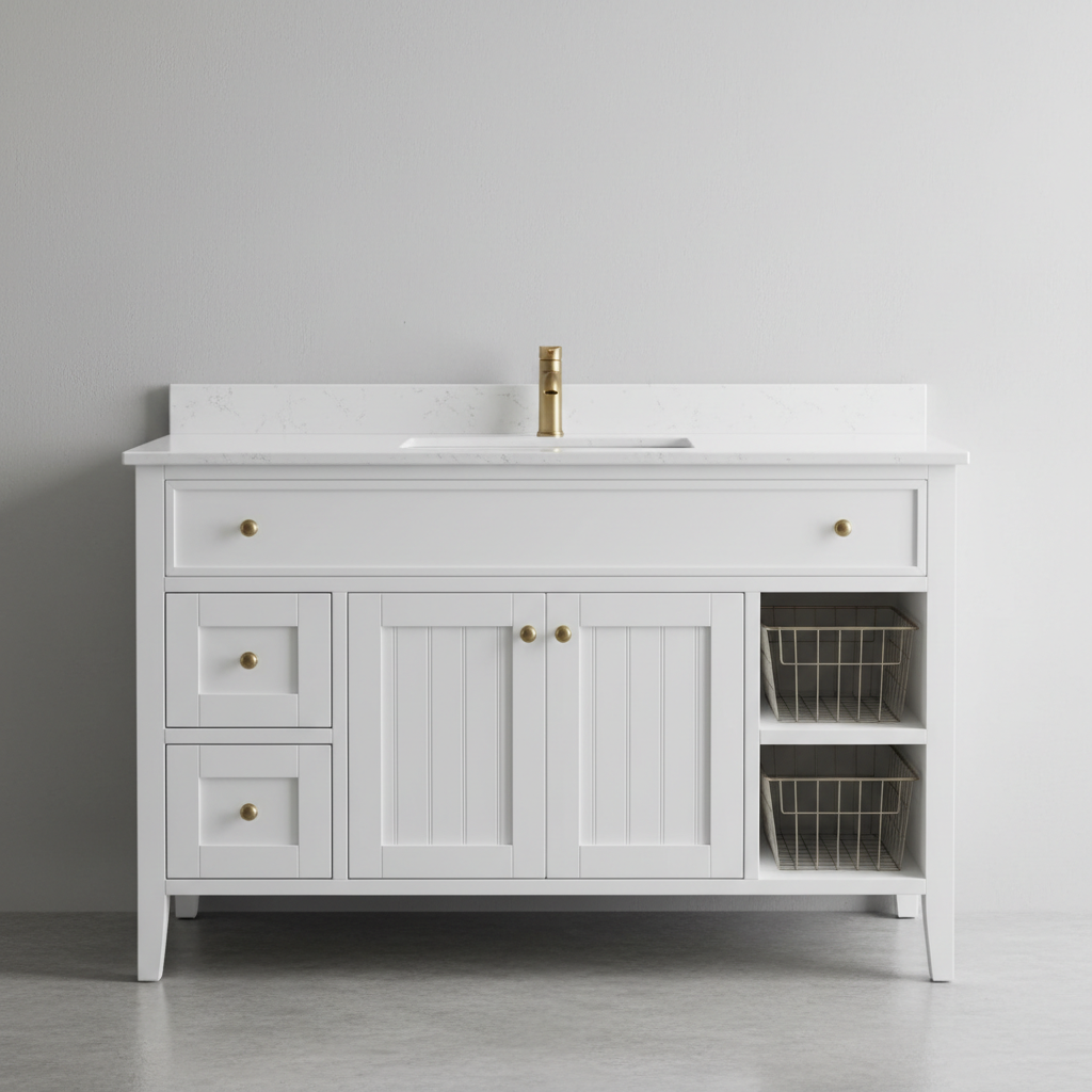 Freestanding Shaker Vanity Cabinet 900mm in White