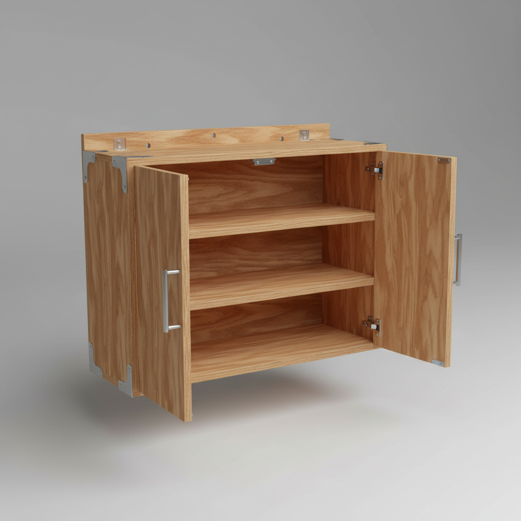 Wall-Mounted Garage Storage Cabinet made from Plywood