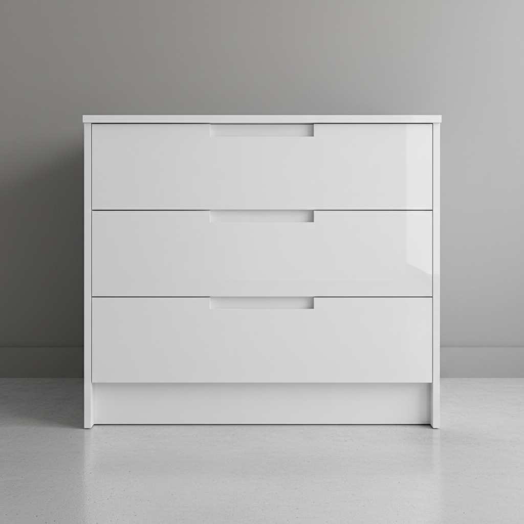 White 800mm drawer base cabinet with C-profile handles