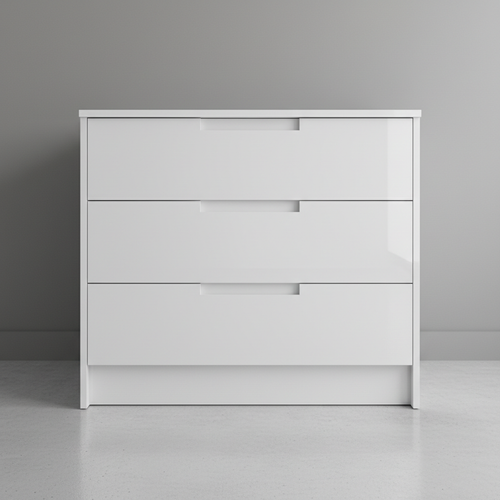 White 800mm drawer base cabinet with C-profile handles