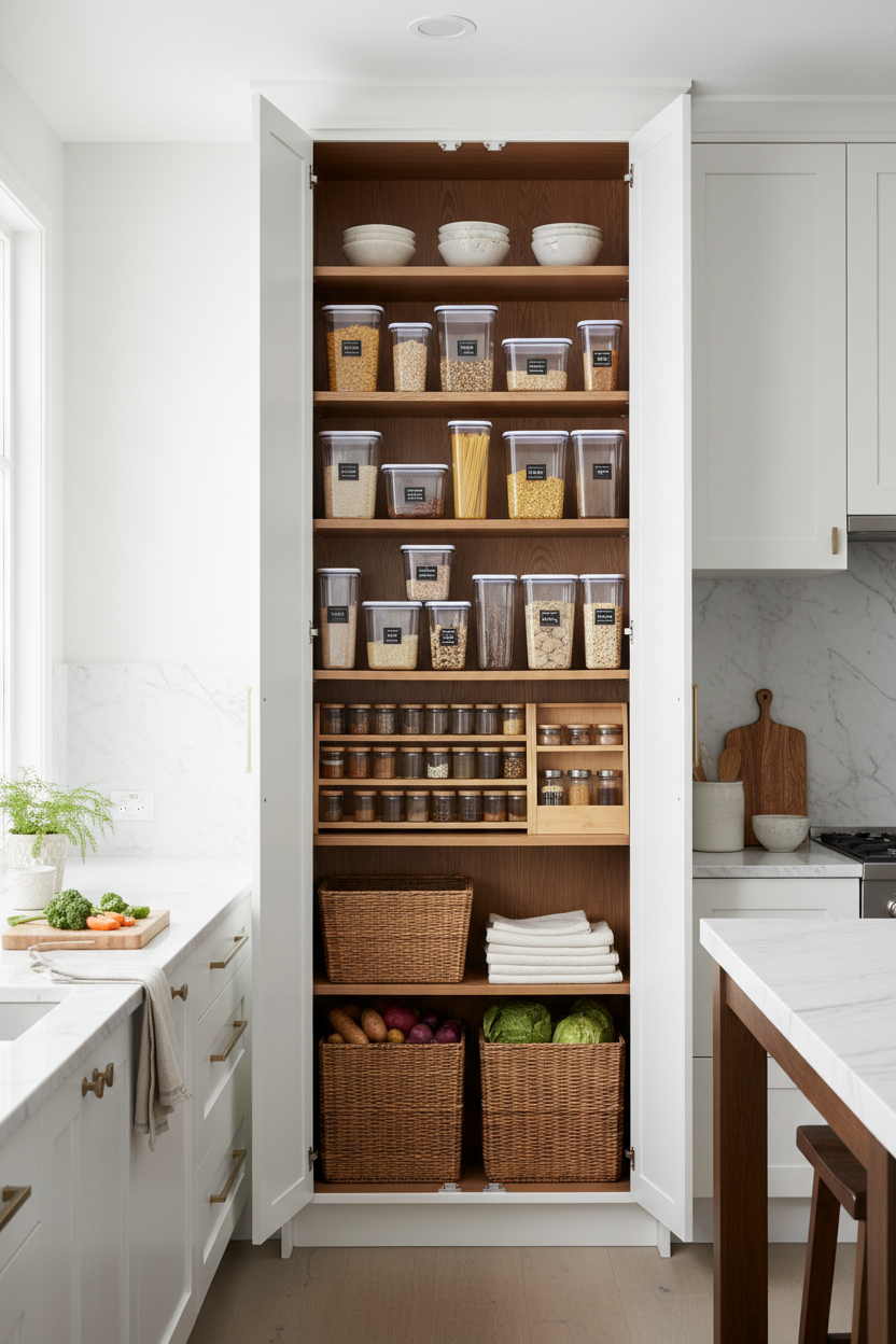 Tall Pantry Cabinet 600mm in Kitchen Setting