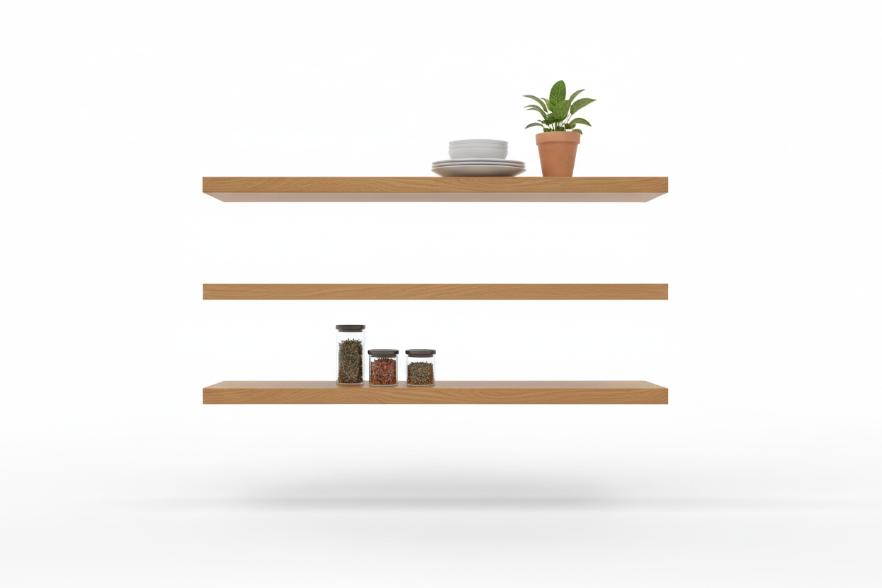 Floating Wooden Shelf 1200mm - Front View