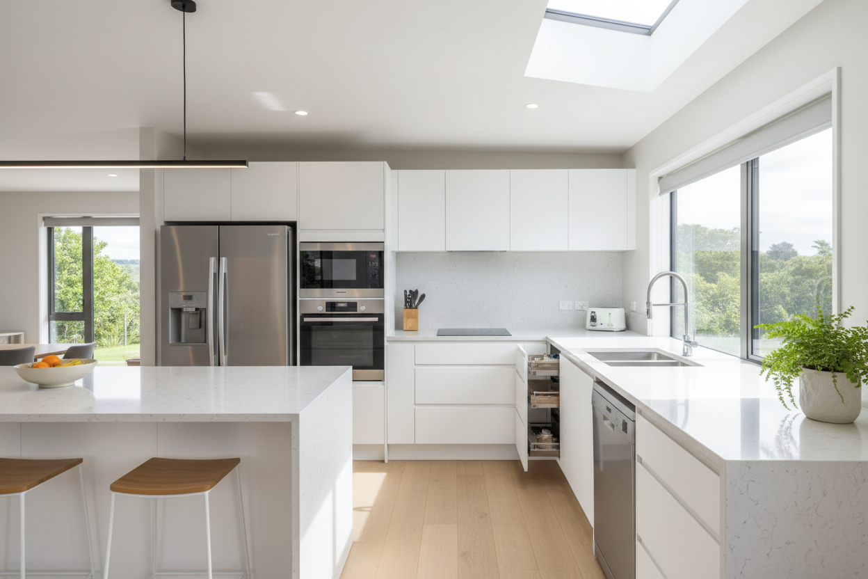 Complete Modern L-Shaped Kitchen Installed