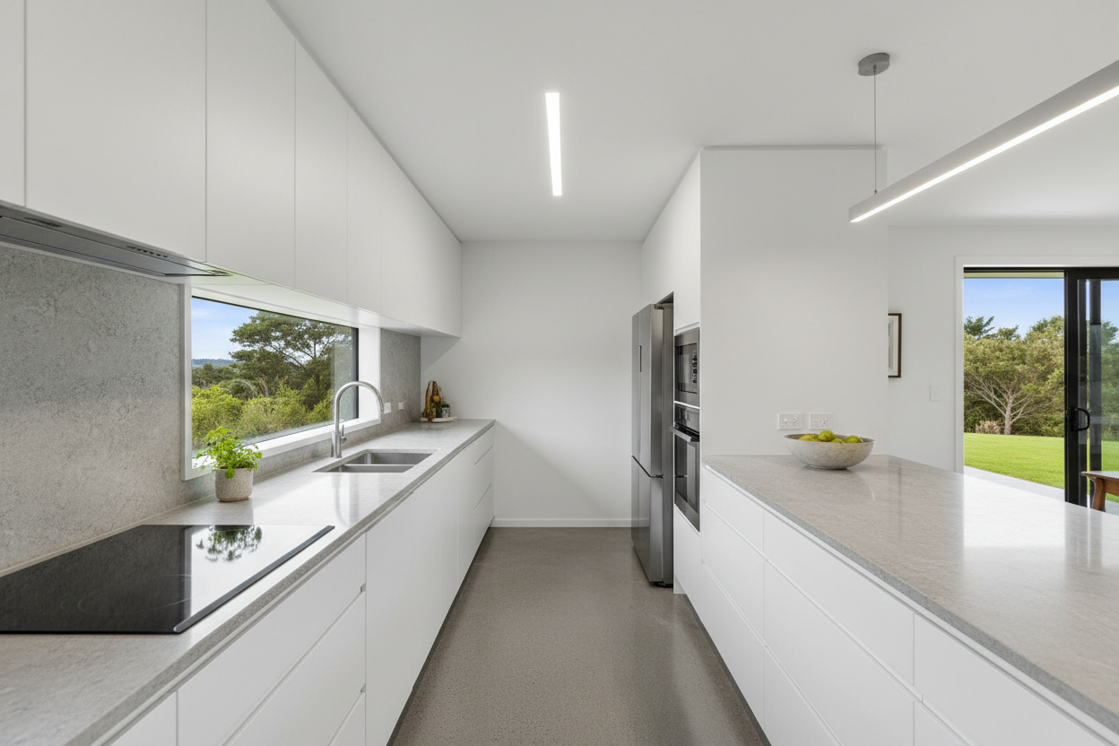 Complete Modern Straight Kitchen Installed