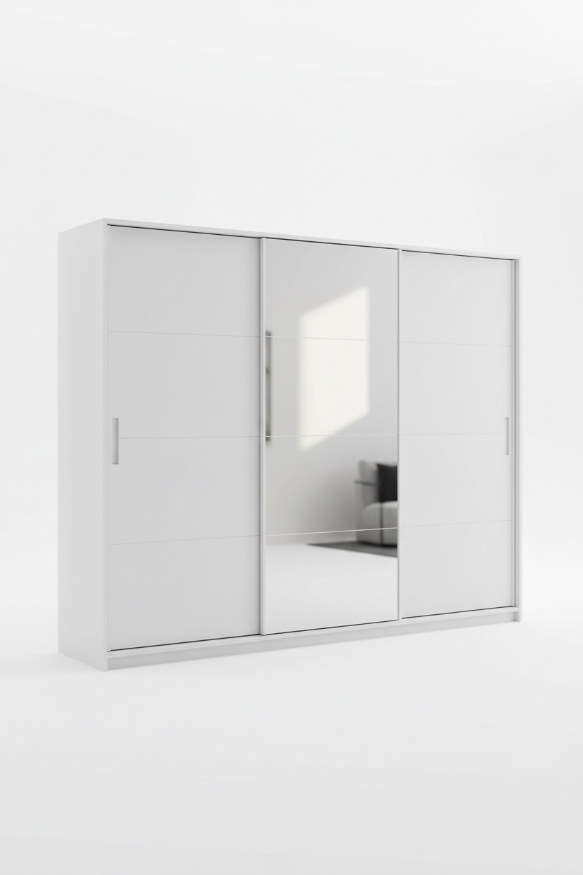 Modern 3 Door Sliding Wardrobe 1800mm - Front View