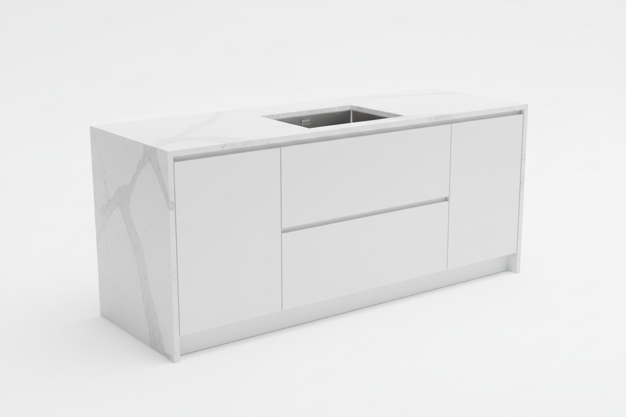 Kitchen Island with Integrated Sink - Front View