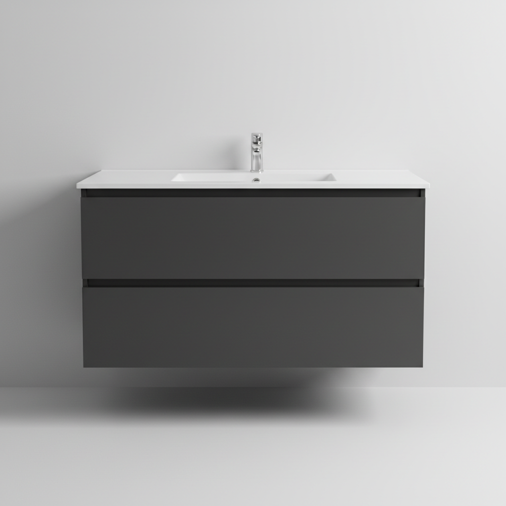Double Drawer Vanity Cabinet 900mm in Charcoal Grey