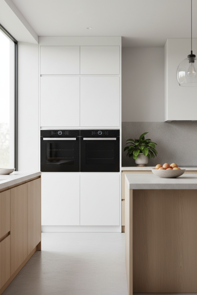 Tall Double Oven Cabinet 600mm in Kitchen Setting