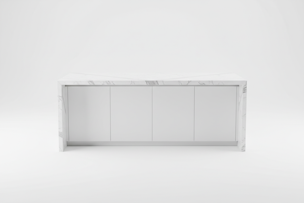 Kitchen Island with Waterfall Edge - Front View