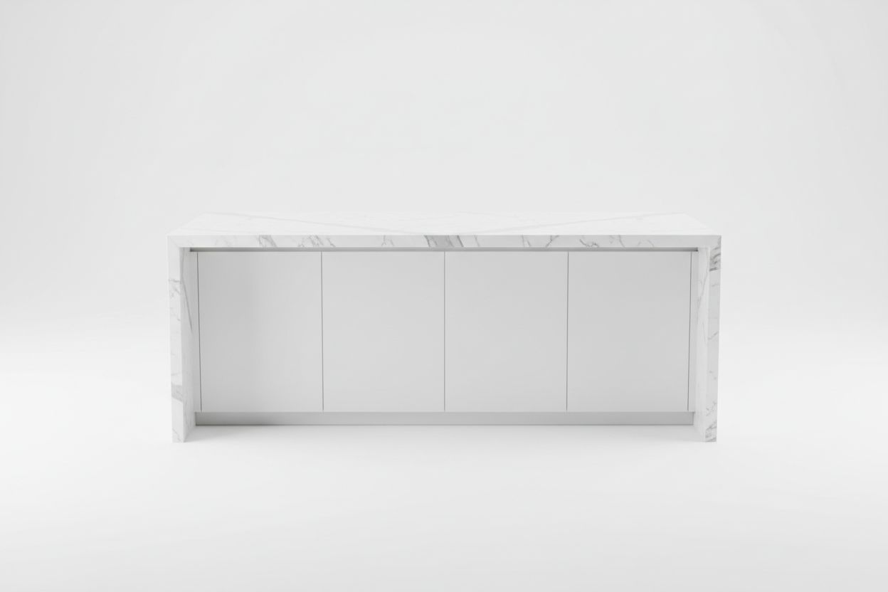 Kitchen Island with Waterfall Edge - Front View