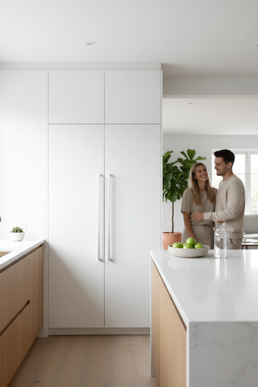 Tall Double Door Fridge Cabinet in Kitchen Setting